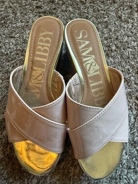 Sam & Libby Patent Crisscross Wedge Sandal Size 7.5
